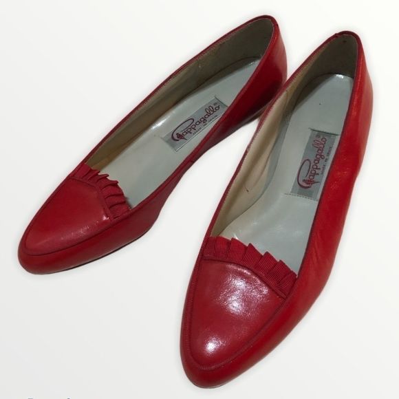 PAPPAGALLO Vintage Genuine Leather Red Flats - Picture 1 of 8